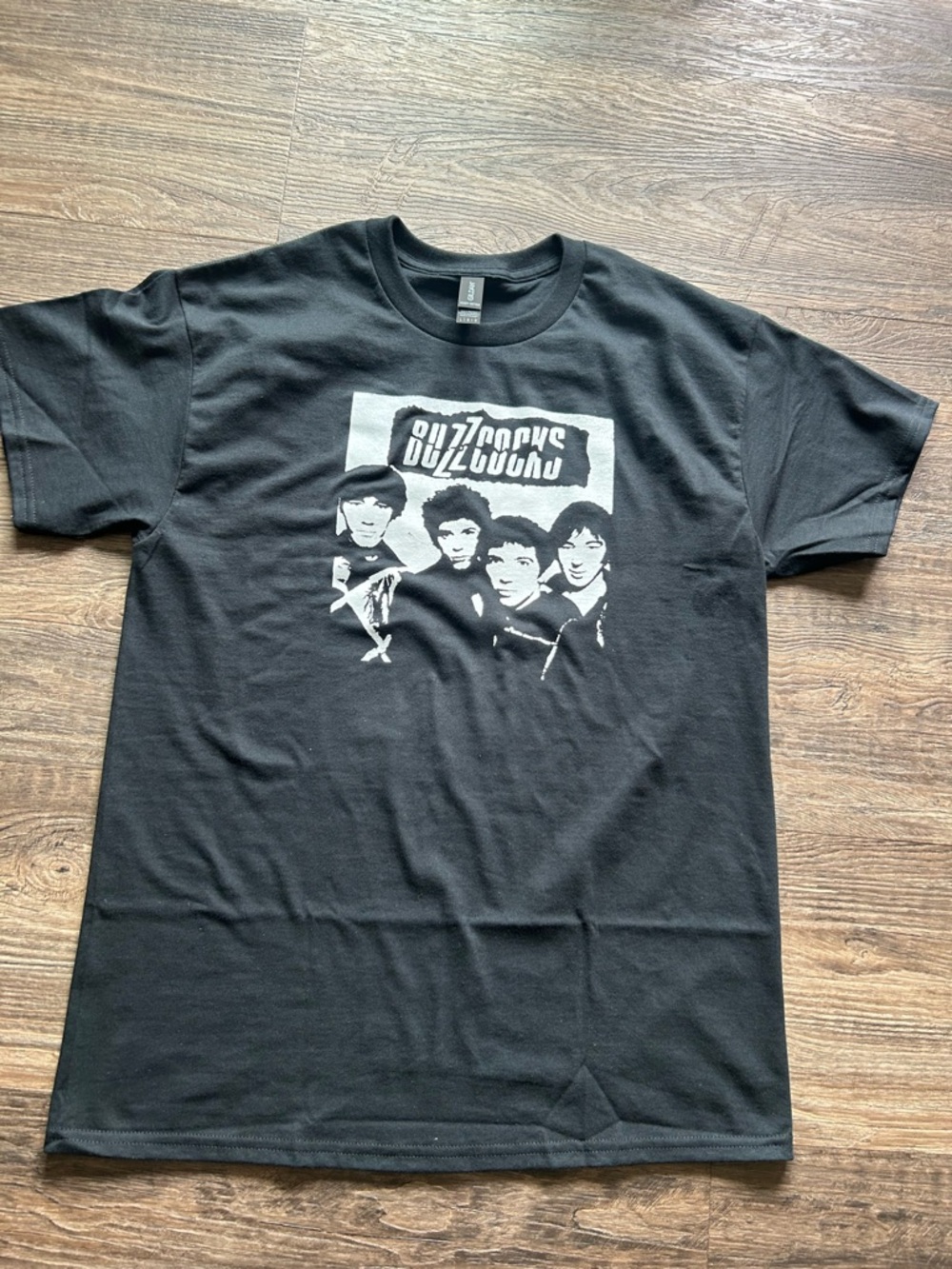 Buzzcocks UK Punk Clash Pistols Black Graphic Band Tee with White Print Small